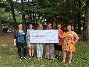 Winners of the 2019 Orange & Blue Scholarship with a large check