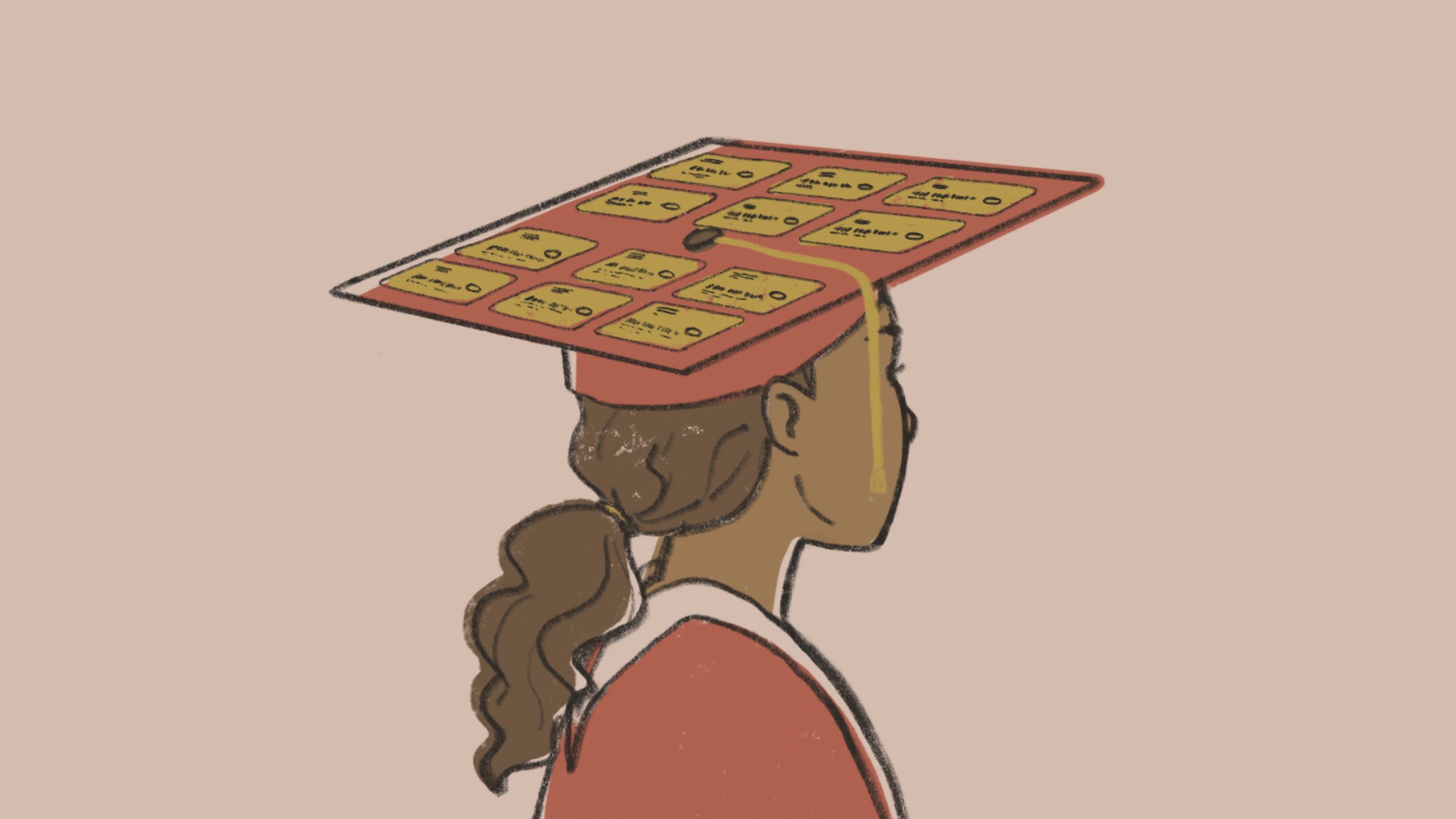Young student wearing graduation cap
