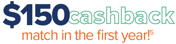 $150 cashback match in the first year