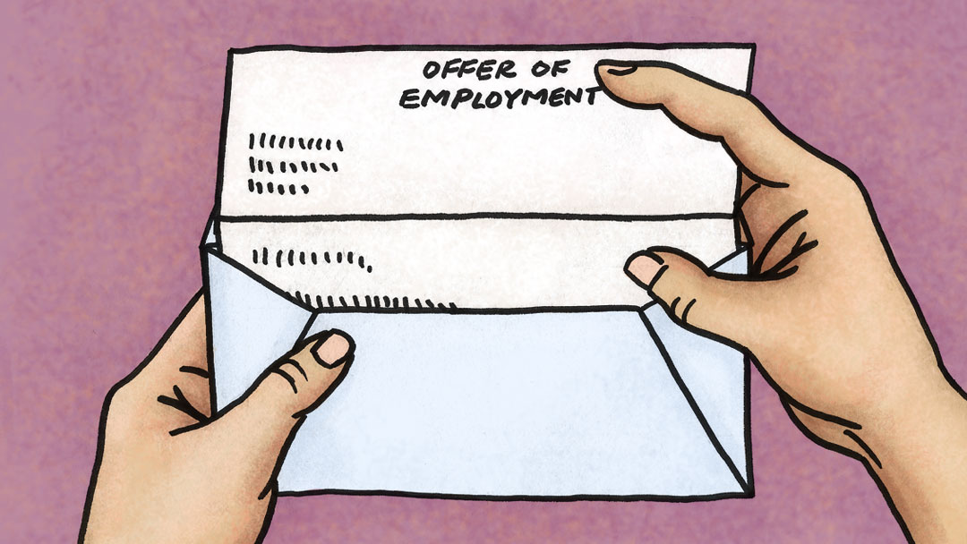 illustration of job offer in mail