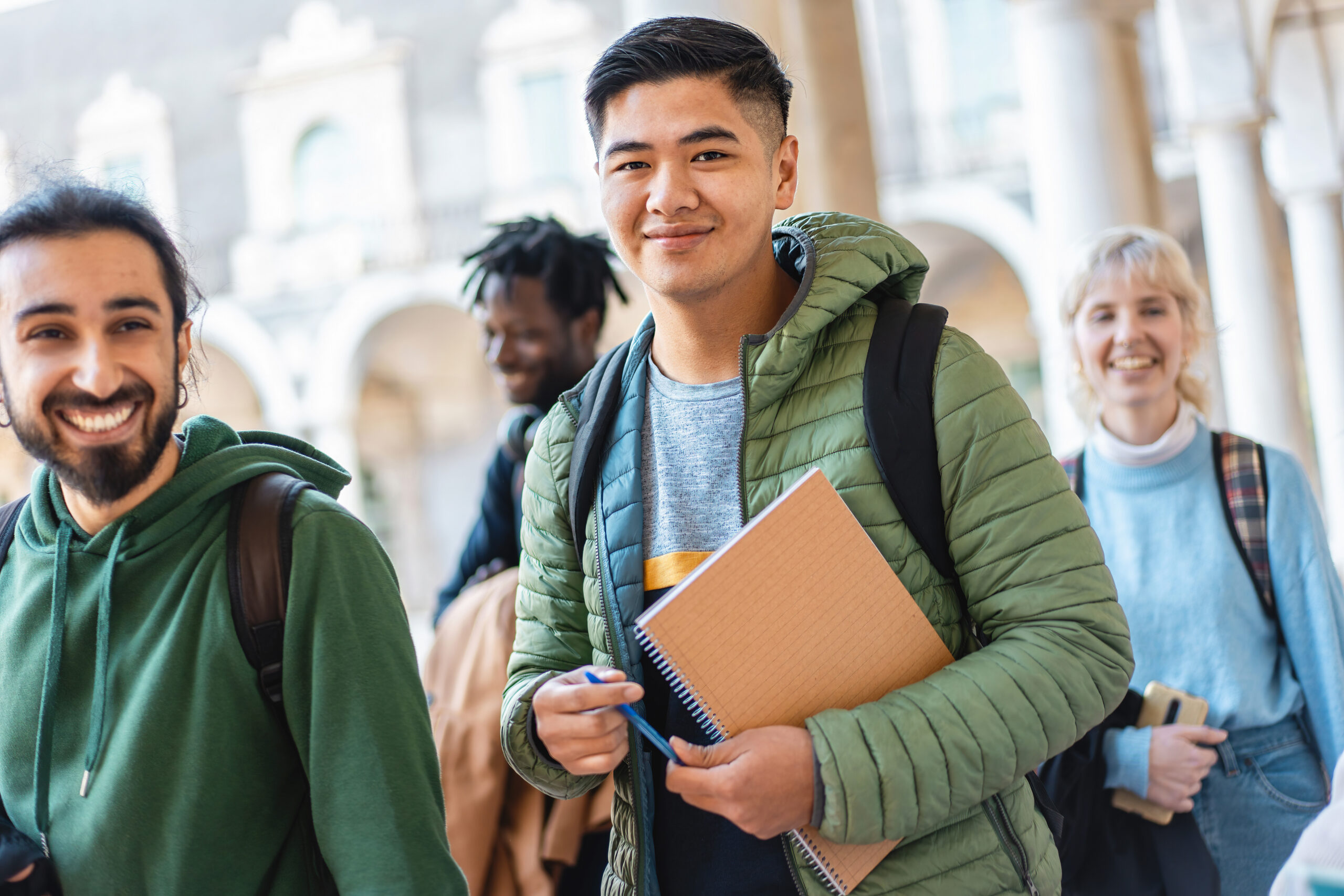 Smiling students enjoying campus life